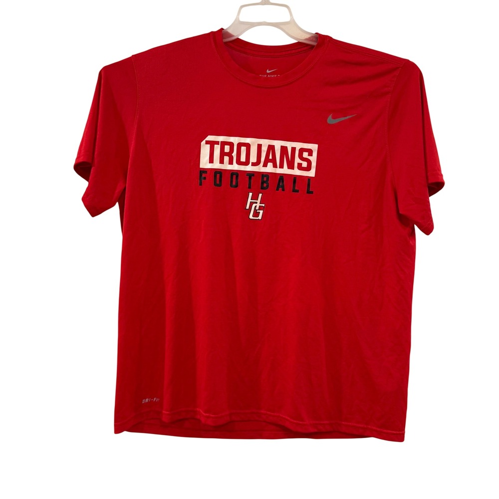 Nike Dri-FIT Trojans Football HG Red Graphic T-Shirt Mens XXL Short Sleeve Tee